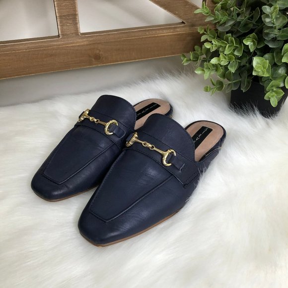 Steven By Steve Madden Shoes - STEVEN by STEVE MADDEN | Navy Leather Mules US 7.5